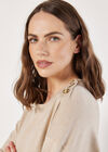 Button Detail Jumper Mini Dress, Stone, large