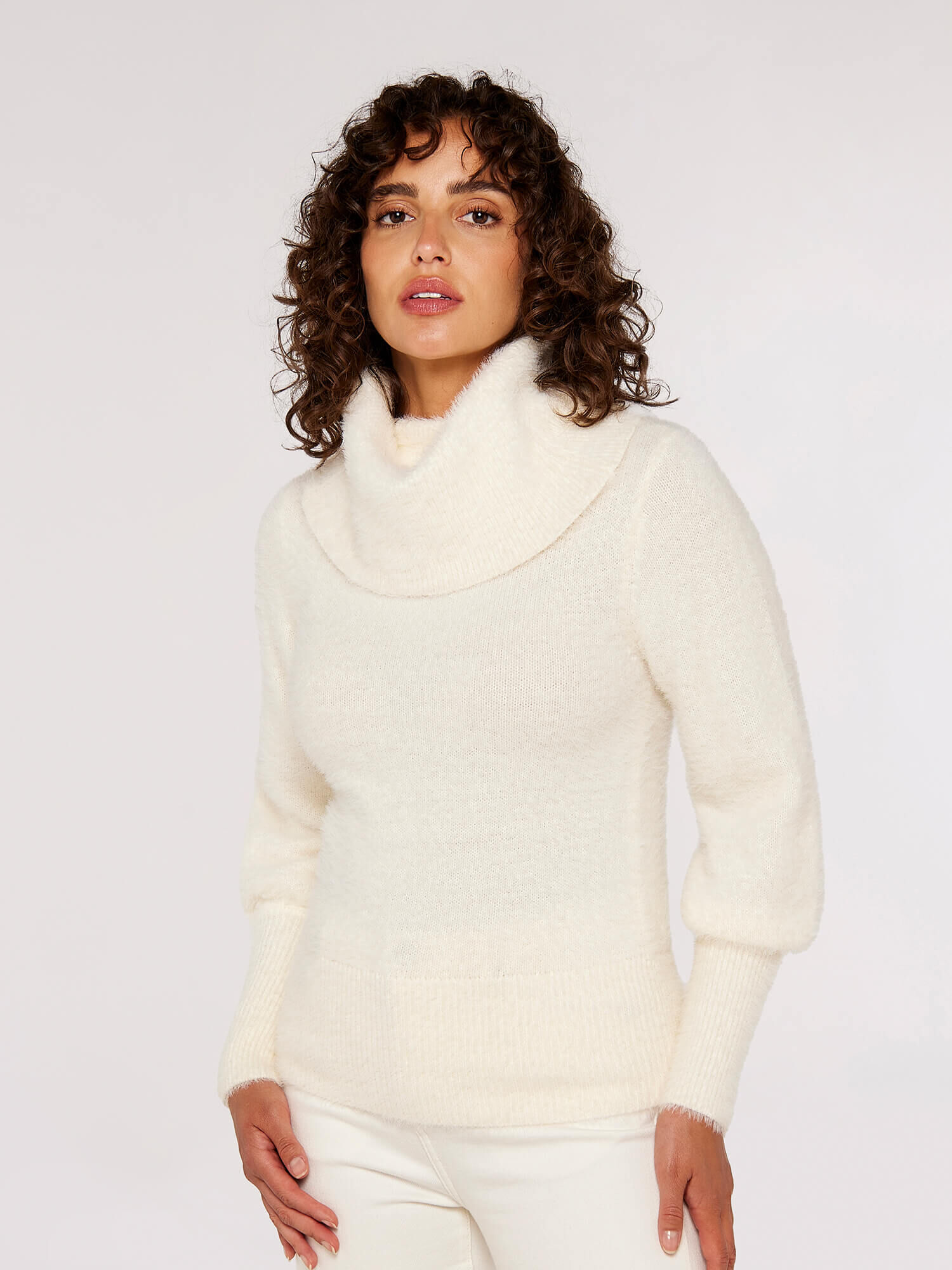 Fluffy high neck jumper online