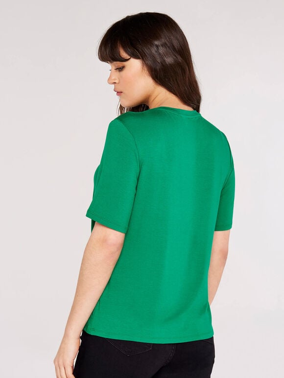 Short Sleeve Plain T-Shirt, Green, large