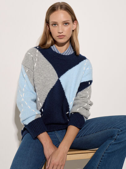 Argyle Diamond Colour Block Jumper
