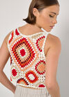 Diamond Crochet Crop Vest Top, Red, large