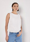 Floral Embroidered Shell Top, White, large