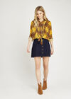 Yellow Plaid Knot Front Shirt, Mustard, large