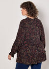 Curve Painterly Paisley Peplum Hem Top, Black, large