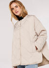Collarless Quilted Jacket, Stone, large