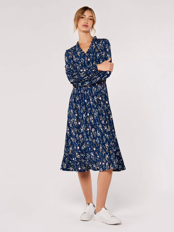 Meadow Floral  Midi Dress, Navy, large