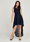 Sequin Lace Party Dress, Navy, large