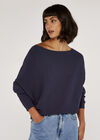 Boat Neck Ribbed Jumper, Purple, large