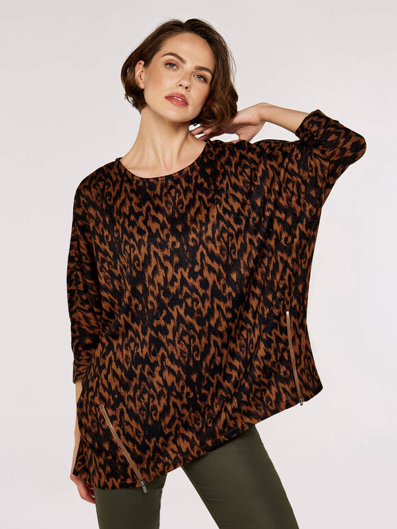Tapestry  Assymetrical Top, Rust, large