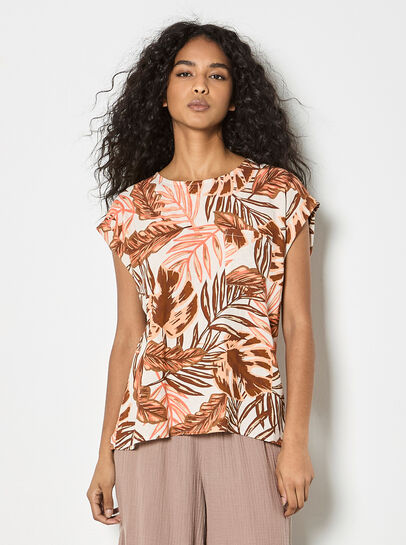 Tropical Leaf Woven T-Shirt