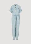 Light Denim Utility Jumpsuit, Sky Blue, large