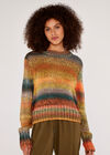 Chunky Knit Tonal Stripe Jumper, Khaki, large