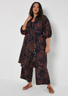 Curve Abstract Swirl Shirt Midi Dress, Navy, large
