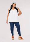 Curve Pleated Front Top, Cream, large