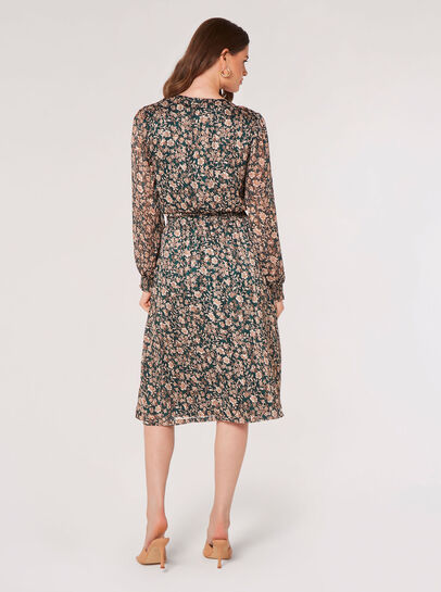 Floral Satin Sparkle Midi Dress