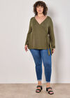 Curve Waffle Knit Wrap Top, Khaki, large