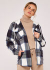 Check Zip Through Shacket, Navy, large
