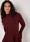 Bell Sleeve Knitted Skater Mini Dress, Burgundy, large