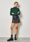 Turtle Neck Button Cuff Top, Green, large