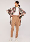 Plaid Print Longline Shacket, Burgundy, large