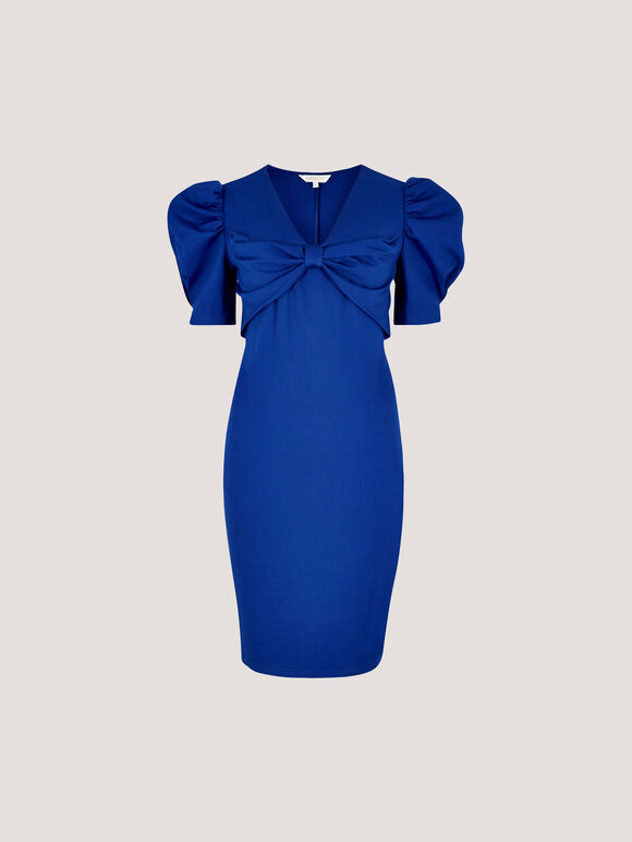 Bow Bodycon Mini Dress, Blue, large