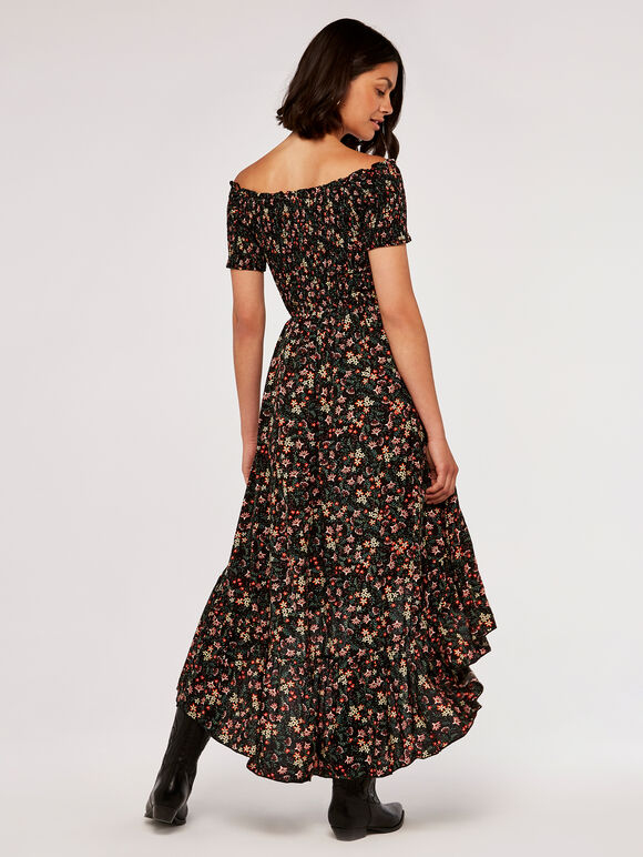 Wildflower Bardot Dress, Black, large