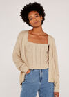 Cable Knit Cardigan, Stone, large
