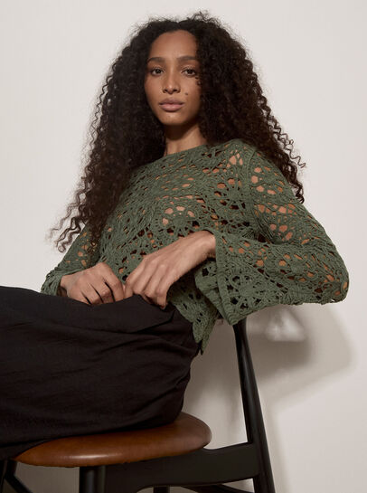 Boho Floral Cotton Crochet Top