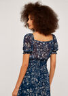 Floral Puff Sleeve Top, Navy, large