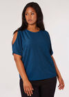 Curve Sparkle Cold Shoulder Top, Teal, large
