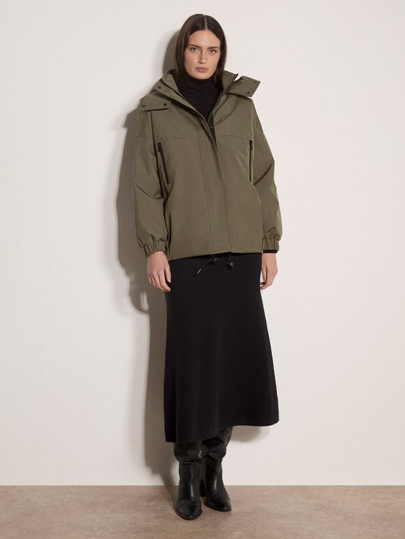 Technical Parka Jacket, Khaki, large
