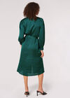Geometric Satin Shirt Midi Dress, Blue, large