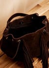 Fringe Suede Bag, Brown, large