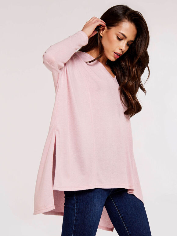 Oversized Soft Touch Top, Pink, large