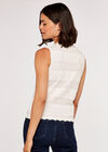 Lace Collar Knit Top, Cream, large