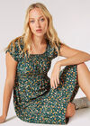 Garden Floral Milkmaid Midi Dress, Green, large