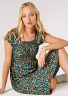 Garden Floral Milkmaid Midi Dress, Green, large