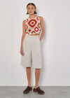 Diamond Crochet Crop Vest Top, Red, large