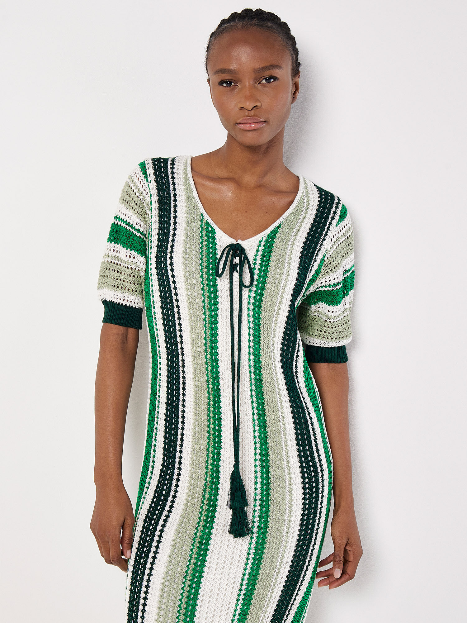 Striped crochet dress discount