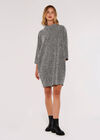 Boucle Jersey Cocoon Mini Dress, Black, large