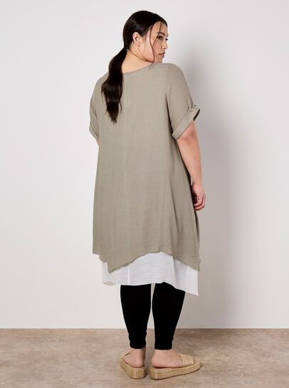 Slub Shimmer Tunic Mini Dress