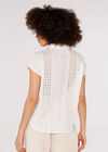Broderie Short Sleeve Shirt, White, large