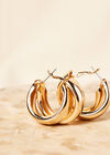 Double Hoop Gold Tone Earrings , Assorted, large