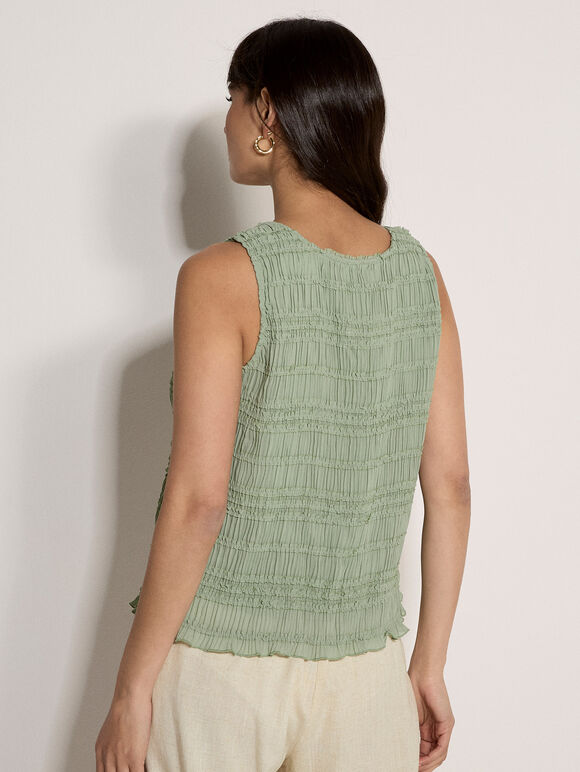 Crinkle Ruffle Chiffon Top, Mint, large