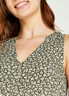 Ditsy Open V Neck Tiered Maxi Dress, Khaki, large