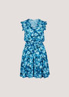 Floral Chiffon Mini Dress, Blue, large