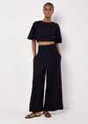 Textured Cotton Crop Top, Black, large