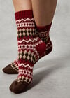 Fairisle Patterned Socks, Red, large