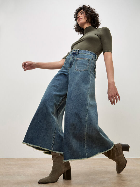 Giana High Waist Palazzo Jeans, Green, large