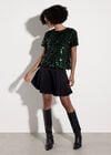 Multi Sequin Boxy Top, Green, large